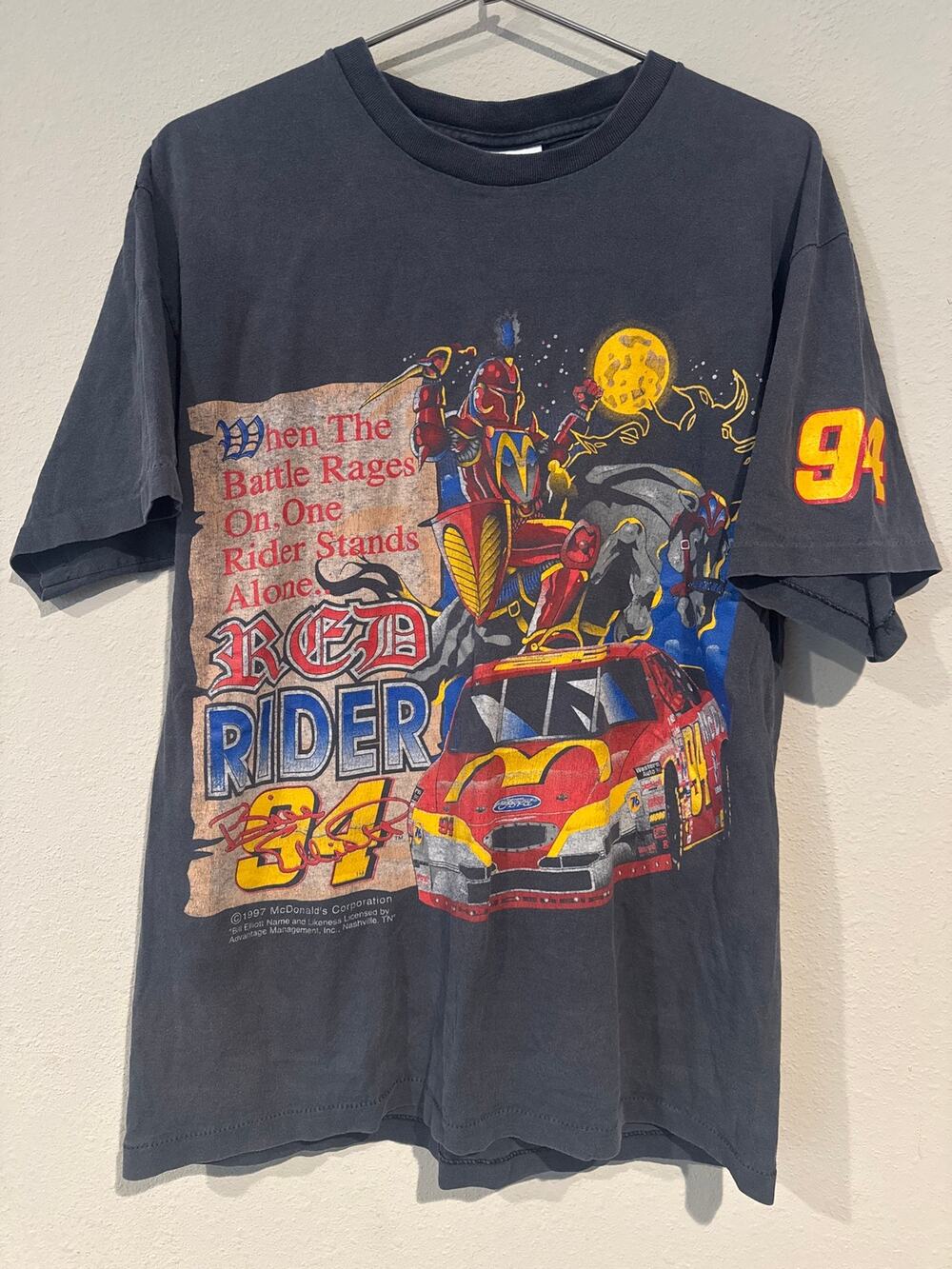 Vintage 1997 Bill Elliott #94 Red Rider McDonalds NASCAR Kudzu T Shirt L